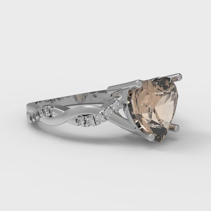 2.1 cttw Yellow Moissanite Solitaire with Zirconia Simulated Diamond Accents Engagement Ring - Solid Gold (Heart Cut,8mm)