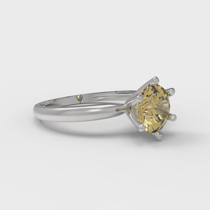 1 cttw Zirconia Simulated Yellow Diamond Solitaire  Engagement Ring - Solid Gold (VVS1, Round Cut,6.5mm)