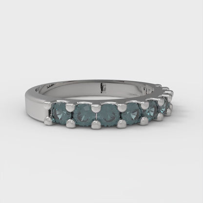 0.63 cttw Natural London Blue Topaz Round Cut White Gold Eternity Wedding Band
