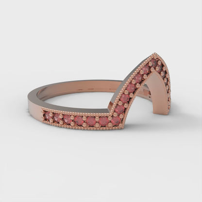 0.1875 cttw Simulated Pink Tourmaline Round Cut Rose Gold Eternity Wedding Band