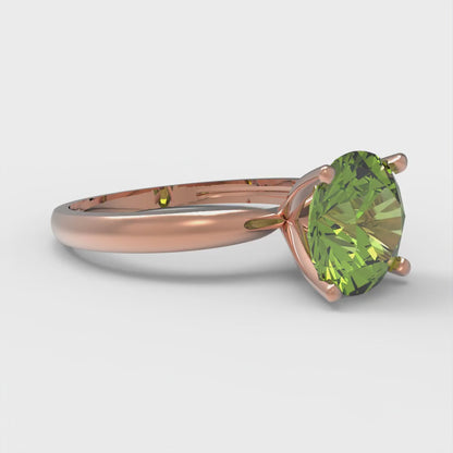 2 cttw Natural Peridot Solitaire  Engagement Ring - Solid Gold (Round Cut,8.0mm)