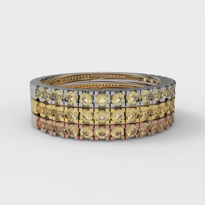 0.855 cttw Natural Citrine Round Cut White/Rose/Yellow Gold Eternity Wedding Band