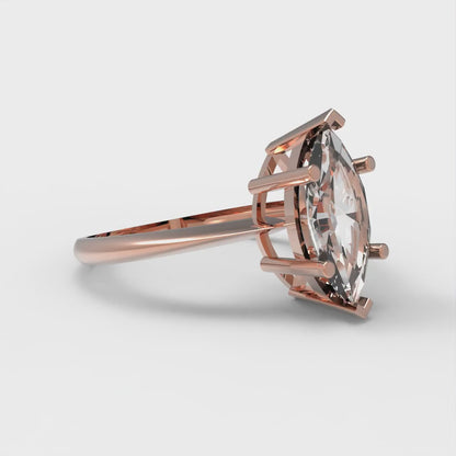 1.5 cttw Moissanite Solitaire  Engagement Ring - Solid Rose Gold (VVS1, Marquise Cut ,11x5.5mm)
