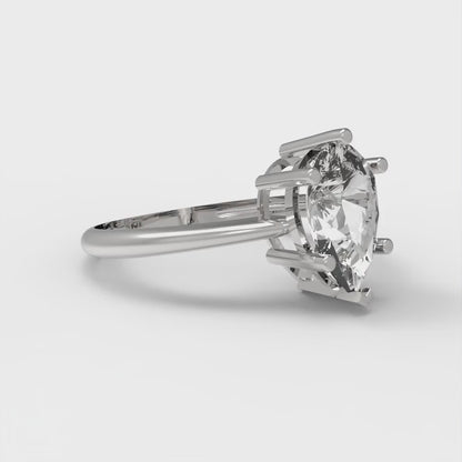 1.5 cttw White Sapphire Solitaire  Engagement Ring - Solid Gold (Pear Cut,9x6mm)