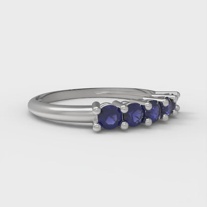 0.35 cttw Simulated Blue Sapphire Round Cut White Gold Eternity Wedding Band