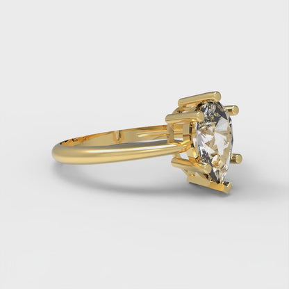 1 cttw White Sapphire Solitaire  Engagement Ring - Solid Gold (Pear Cut,8x5mm)