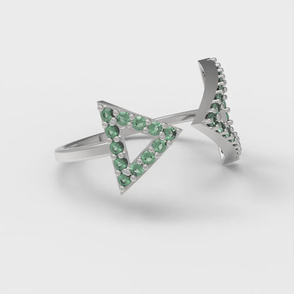 0.2475 cttw Simulated Emerald Statement Engagement Ring - Solid Gold (Round Cut,1.2mm)