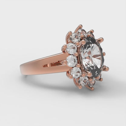 2.72 cttw White Sapphire Hidden Halo Engagement Ring - Solid Gold (Oval Cut,9x7mm)