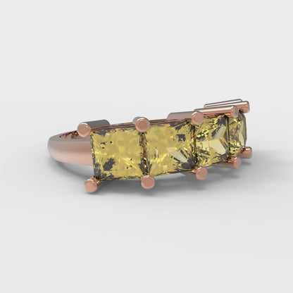 2.5 cttw Natural Citrine Princess Cut Rose Gold Eternity Wedding Band