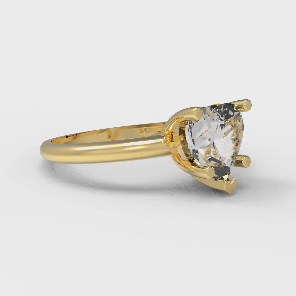 2 cttw White Sapphire Solitaire  Engagement Ring - Solid Gold (Heart Cut,8mm)