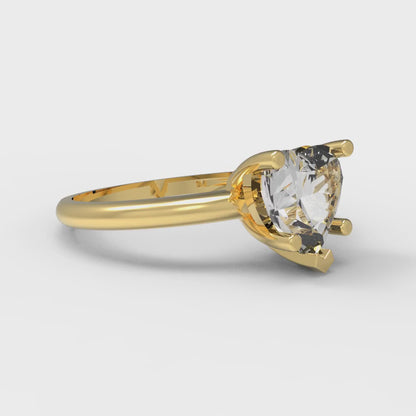 2 cttw White Sapphire Solitaire  Engagement Ring - Solid Gold (Heart Cut,8mm)