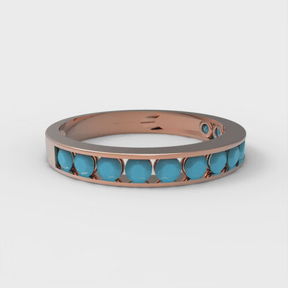 0.39 cttw Simulated Turquoise Round Cut Rose Gold Eternity Wedding Band