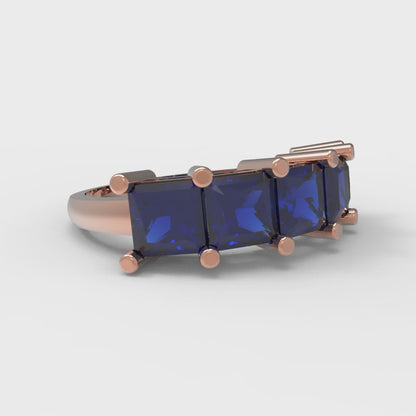 2.5 cttw Simulated Blue Sapphire Princess Cut Rose Gold Eternity Wedding Band
