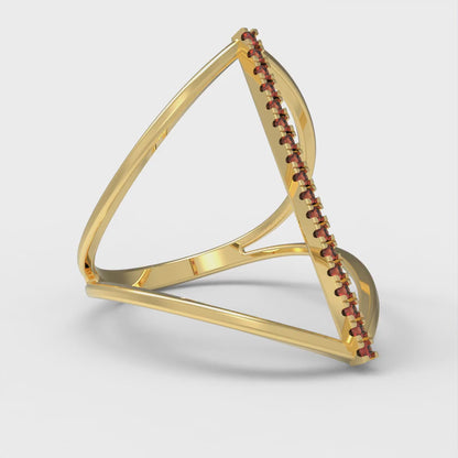 0.09 cttw Natural Garnet Statement Engagement Ring - Solid Yellow Gold (VVS1, Round Cut,1.0mm)