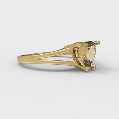 1 cttw Zirconia Simulated Champagne Diamond Solitaire  Engagement Ring - Solid Gold (VVS1, Heart Cut,6.5mm)