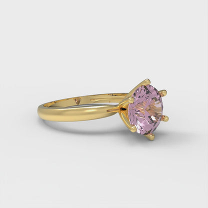 1.5 cttw Zirconia Simulated Pink Diamond Solitaire  Engagement Ring - Solid Gold (VVS1, Round Cut,7.5mm)