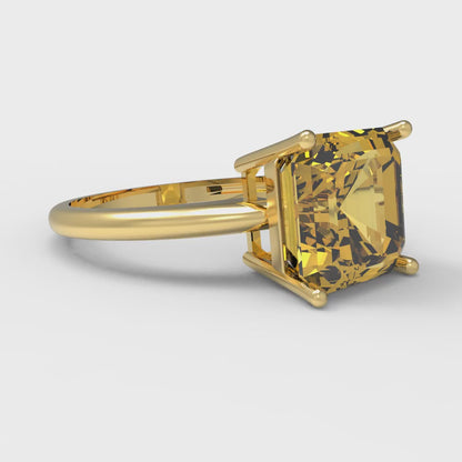 2.5 cttw Natural Citrine Solitaire  Engagement Ring - Solid Gold (Asscher Cut,8.0mm)