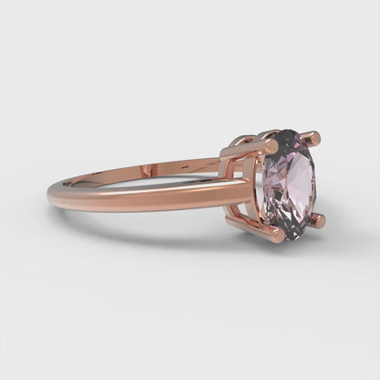 1 cttw Zirconia Simulated Pink Diamond Solitaire  Engagement Ring - Solid Gold (VVS1, Oval Cut,7x5mm)