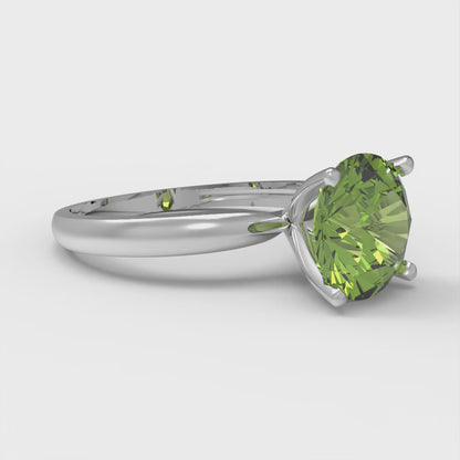 2 cttw Natural Peridot Solitaire  Engagement Ring - Solid Gold (Round Cut,8.0mm)