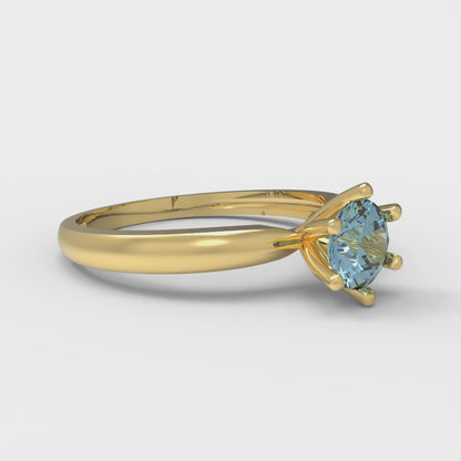 0.5 cttw Natural Aquamarine Solitaire  Engagement Ring - Solid Gold (Round Cut,5.0mm)