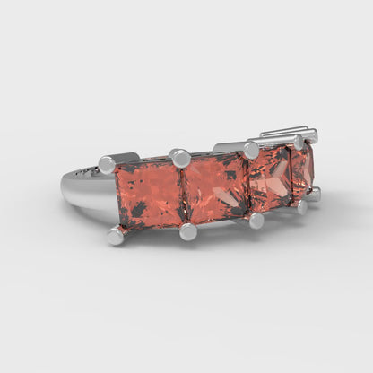 2.5 cttw Simulated Red Diamond Princess Cut White Gold Eternity Wedding Band