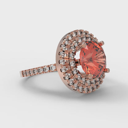 2.6 cttw Zirconia Simulated Red Diamond Hidden Halo Engagement Ring - Solid Gold (VVS1, Round Cut,8.0mm)