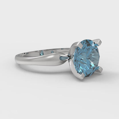 2.5 cttw Zirconia Simulated Blue Diamond Solitaire  Engagement Ring - Solid Gold (VVS1, Round Cut,8.5mm)