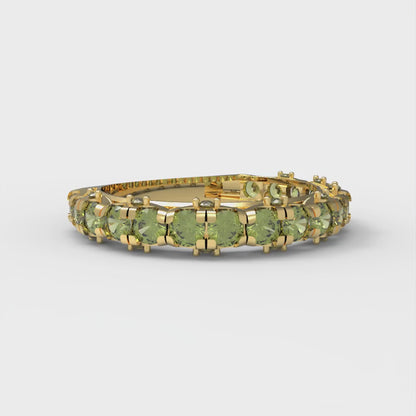 3.13 cttw Natural Peridot Round Cut Yellow Gold Eternity Wedding Band