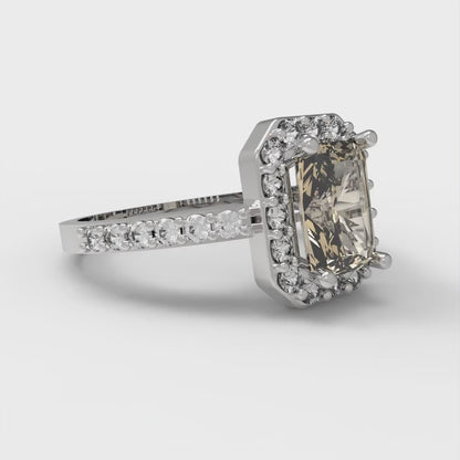 2.16 cttw Emerald Cut Natural Morganite Bridal Set - Solid White Gold Engagement Ring & Wedding Band