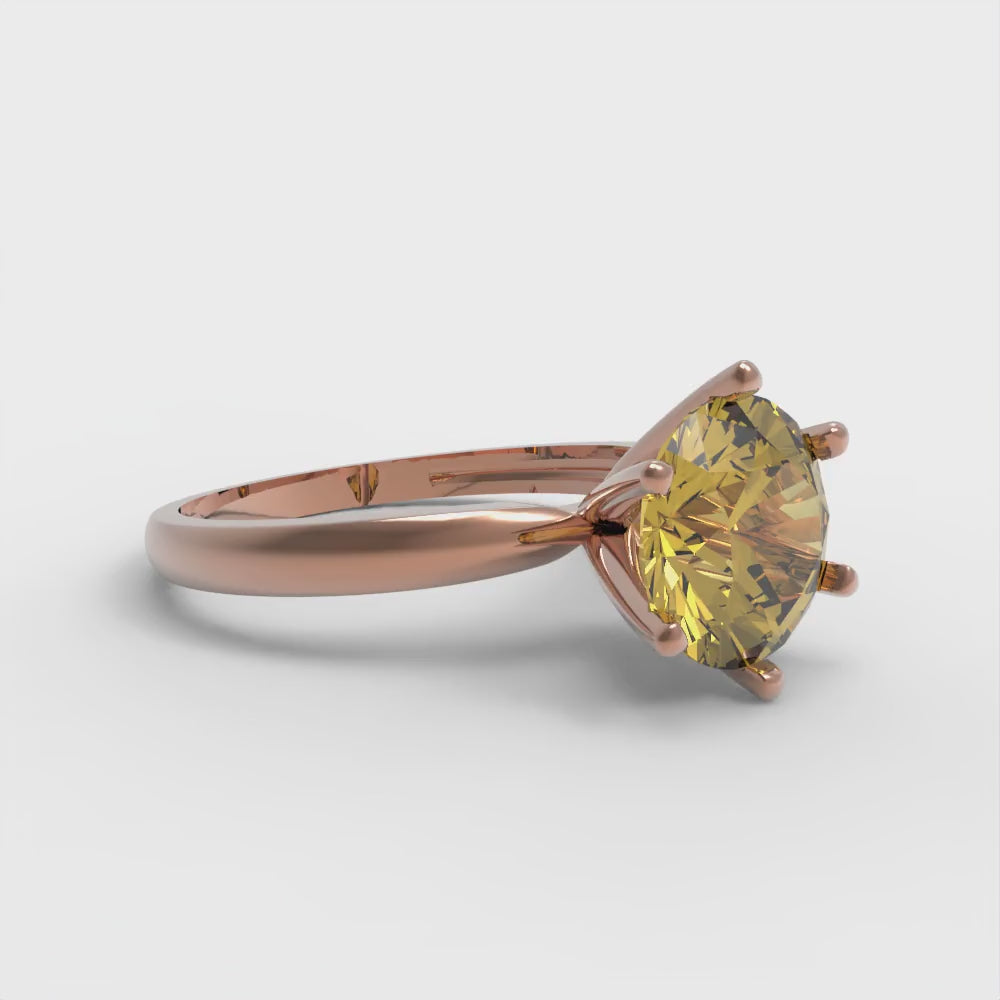 2 cttw Natural Citrine Solitaire  Engagement Ring - Solid Gold (Round Cut,8.0mm)