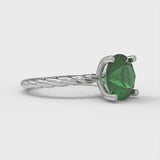 2 ct Brilliant Round Cut Simulated Emerald Stone White Gold Solitaire Ring