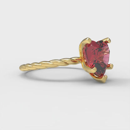 2 cttw Simulated Pink Tourmaline Solitaire  Engagement Ring - Solid Yellow Gold (VVS1, Heart Cut,8.0mm)