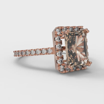 1.86 cttw Yellow Moissanite Solitaire with Zirconia Simulated Diamond Accents Engagement Ring - Solid Gold (Emerald Cut,7.5x5.5mm)