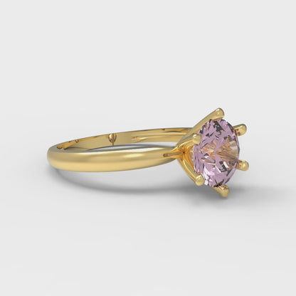 1 cttw Zirconia Simulated Pink Diamond Solitaire  Engagement Ring - Solid Gold (VVS1, Round Cut,6.5mm)