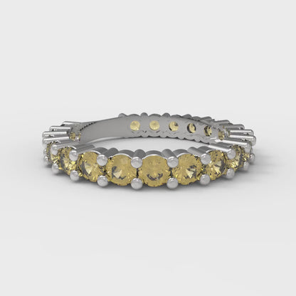 1.26 cttw Simulated Yellow Diamond Round Cut White Gold Eternity Wedding Band