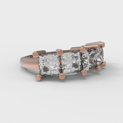 2.5 cttw Moissanite Princess Cut Rose Gold Eternity Wedding Band