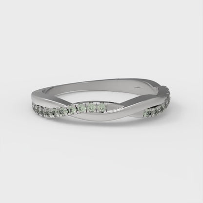 0.16 cttw Simulated Green Diamond Round Cut White Gold Eternity Wedding Band