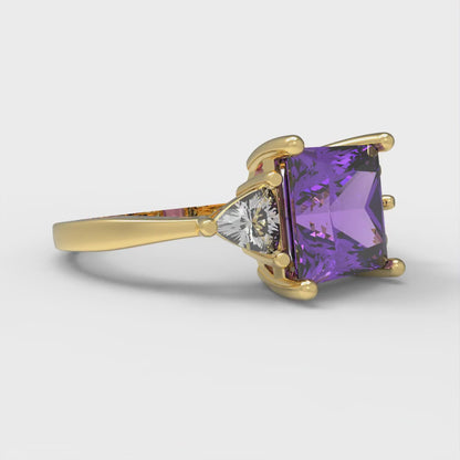 2.32 cttw Simulated Alexandrite Three-Stone Engagement Ring - Solid Gold (Princess Cut,7.0mm)