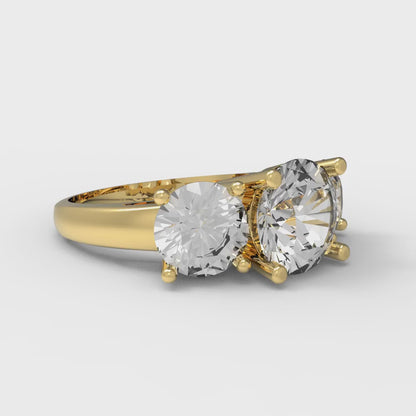 3 cttw Certified Moissanite Three-Stone Engagement Ring - Solid Gold (VVS1, D-F,Round Cut,7.5mm)