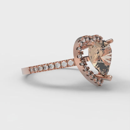 2.285 cttw Yellow Moissanite Hidden Halo Engagement Ring - Solid Rose Gold (VVS1, Heart Cut,8mm)