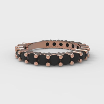 1.44 cttw Natural Onyx Round Cut Rose Gold Eternity Wedding Band