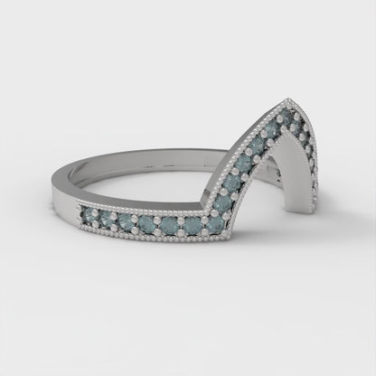 0.1875 cttw Natural London Blue Topaz Round Cut White Gold Eternity Wedding Band