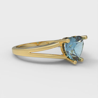 1 cttw Natural Swiss Blue Topaz Solitaire  Engagement Ring - Solid Gold (Heart Cut,6.5mm)