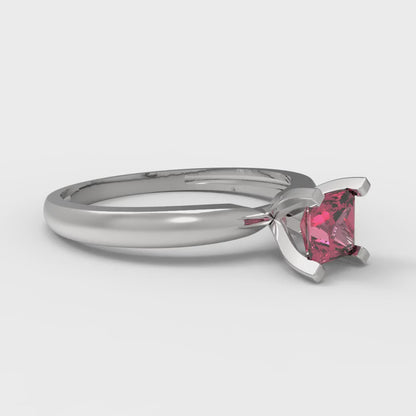 0.5 cttw Simulated Ruby Solitaire  Engagement Ring - Solid White Gold (VVS1, Princess Cut,4.0mm)
