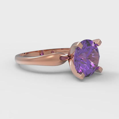 2.5 cttw Simulated Alexandrite Solitaire  Engagement Ring - Solid Rose Gold (VVS1, Round Cut,8.5mm)