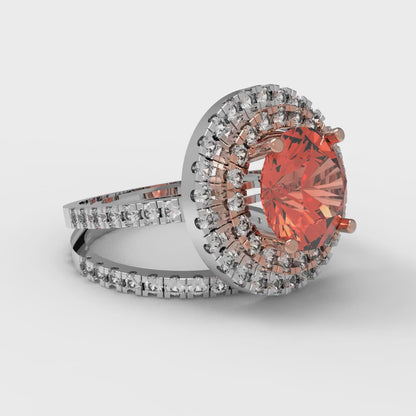 2.73 cttw Round Cut Simulated Red Diamond Bridal Set - Solid White/Rose Gold Engagement Ring & Wedding Band