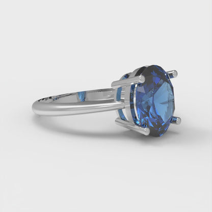 2 cttw Simulated Tanzanite Solitaire  Engagement Ring - Solid Gold (Oval Cut,9x7mm)