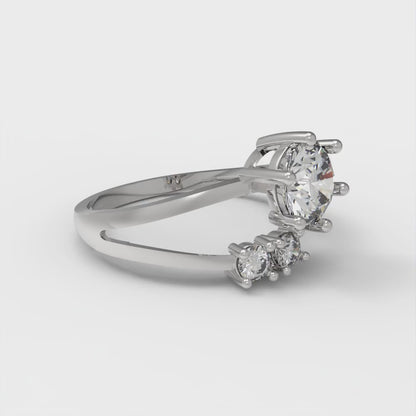 0.87 cttw White Sapphire Three-Stone Engagement Ring - Solid Gold (Round Cut,6.0mm)