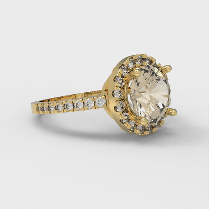 1.8 cttw Natural Morganite Hidden Halo Engagement Ring - Solid Gold (Round Cut,7.5mm)