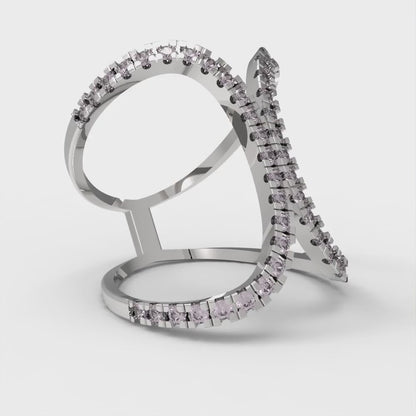 0.5 cttw Zirconia Simulated Pink Diamond Statement Engagement Ring - Solid White Gold (VVS1, Round Cut,1.3mm)